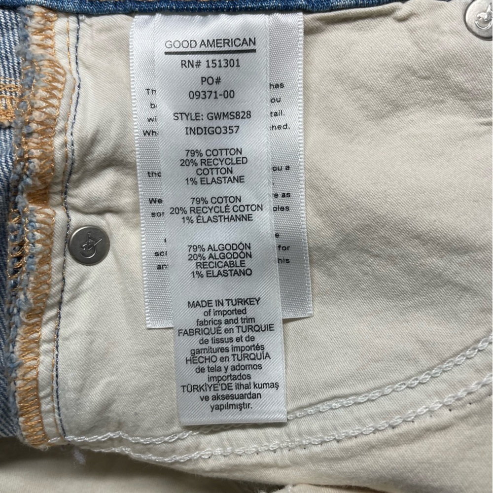 Good American Light Blue Frayed Denim Mini Skirt - Picture 4 of 6
